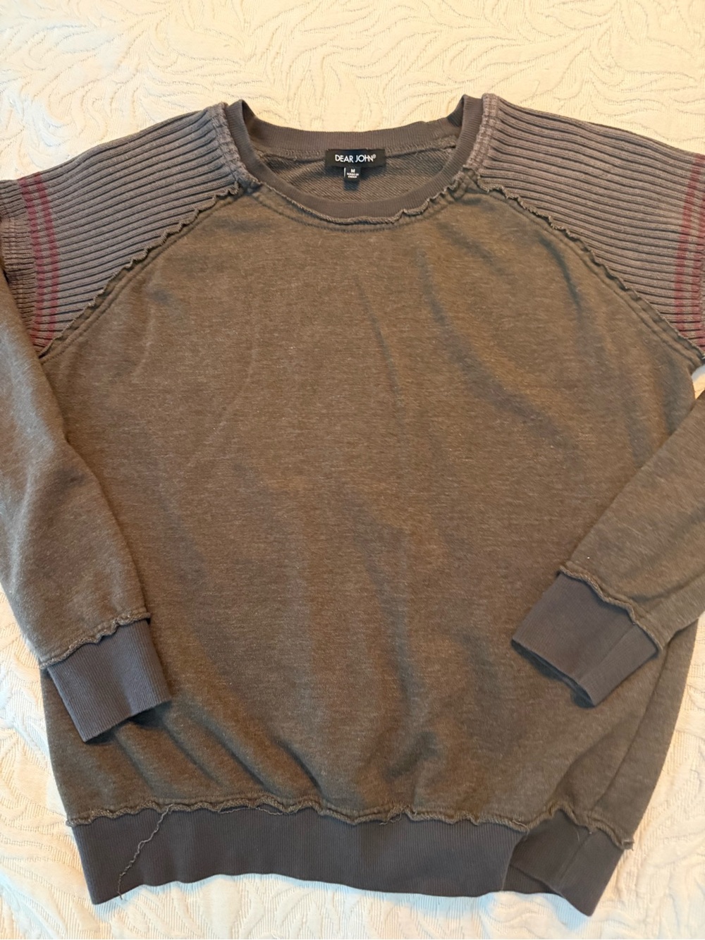 Dear John women’s army green Crewneck with Ribbed Shoulder Detail